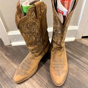 Leather Cowboy Boots with Embroidery